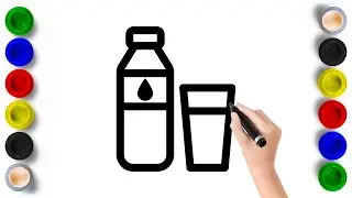 Water Bottle and Glass Painting & Coloring Page Marker Pen For Kids & Toddlers _ Child Art