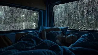 Rain Sounds for Sleeping ⚡ Relaxing Rain & Thunder Sounds in a Cozy Car to Fall Asleep Fast
