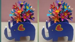 Amazing elephant flower vase || paper elephant || paper flowers || diy elephant vase.