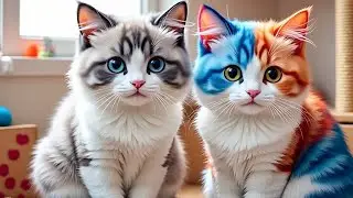 Cat lovely look cute twins baby cat drinking milk and eating lovely look cat video for CAT lovers 