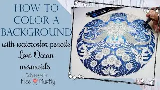 How to color Background with Watercolor Pencils (Derwent Inktense)|LOST OCEAN 1 by Johanna Basford
