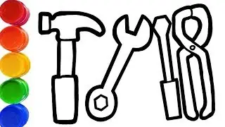 Repair Tools and Mixer Truck Drawing and Coloring for Kids, Toddlers