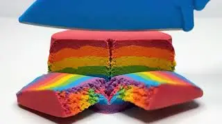 Satisfying Rainbow Kinetic Sand Slicing ASMR 🔪✨