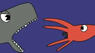 wane the whale vs the giant squid