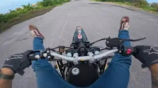 Stunt Practice GROM + Kawasaki ZX400 stunt bike test in Bangkok Thailand ! *RAW*