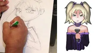 5 Minute Drawing Challenge - Robyn ( Gothic Artist Girl from COMICS VS MANGA )