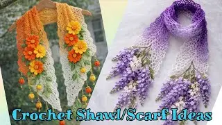 Crochet Shawl/Scarf AI Design, Crochet Flowers Shawl/Scarf Design Ideas