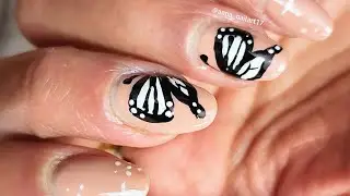 Easy white butterfly nail art tutorial 🦋🫶