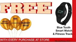 Budget Beds Birthday Sale - Free Smart Watch / Fitness Tracker (August 2018)