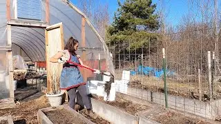 Garden prep + cleaning chicken coop #gardenprep #raisedbedgardening #chickencoop #manure #michigan
