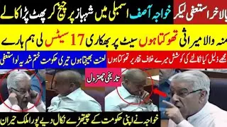 بالاخر استعفی لیکر خواجہ آصف اسمبلی میں شہباز پر پیچ کر پھٹ پڑا کالےمنہ والا میراثی تھوکتا ہوں سیٹ