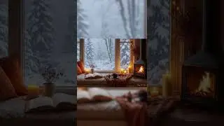 Crackling Fireplace 🔥 Snow Falling ❄️ Cozy Calm Ambience