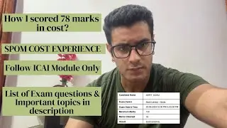 ICAI SPOM EXAM Experience (Set B- SCPM cost) CA Final || 78 Marks || #cafinal #icai #castudents