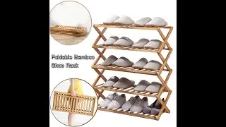 5 Layer Foldable Multi functional Bamboo Shoe Rack
