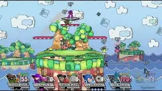 Super Smash Bros Crusade 0.9.5 6 Player CPU Battle on Yoshi's Storybook