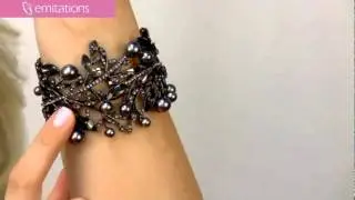 Snow's Faux Pearl Cuff Bracelet - Gunmetal
