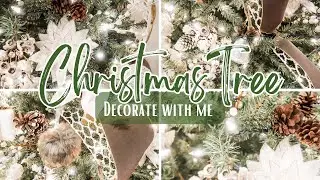 CHRISTMAS TREE DECORATE W/ ME 2023 || NEUTRAL CHRISTMAS || PEACEFUL, SNOWY CHRISTMAS DECOR