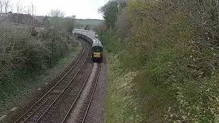 Hastings Diesels 1001 Unit passes Wilton on the Cogload Climber. 6/4/24.