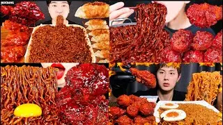 ASMR~NUCLEAR FIRE 🔥 CHICKEN with 🥵(2x spicy) Buldak noodles | EXTREME Challange 😱/ Eating show🤤