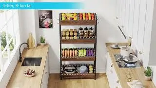 Tribesigns Wood Fruit Vegetable Storage Rack Stand, 4-Tier Storage Organizer - JW0563