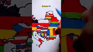 Нарисуйте карту Эстонии с флагом 🇪🇪 #эстония #флаг #карта #рисунок