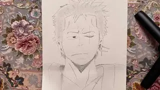 How to draw anime characters for beginners || Easy Drawing of Zoro rozonoa ||one piece||