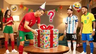 Messi And Neymar Surprise Ronaldo At His Birthday😱🎁