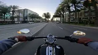 Riding past Disneyland down Katella Ave.