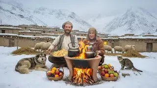 Surviving Extreme Snowfall in Afghanistan's Coldest Village: Cooking Afghani Food and Daily Routine