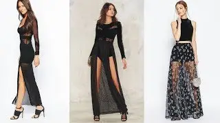 Marvelous Black Maxi Dress With Sheer Skirt For Leisure Time