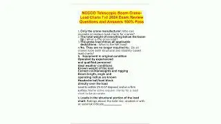 NCCCO Telescopic Boom Crane Load Charts Fall 2024 Exam Review Questions and Answers 100 Pass1895