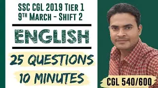 9 March SHIFT 2 English Paper Solution | SSC CGL Previous Year English Paper Solution | OpenCourse