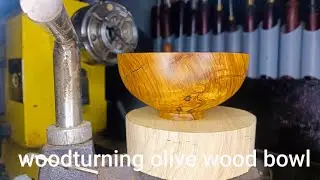 Satisfying wood turning -olive wood bowl (no talking)
