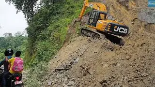 Cutting Hill for New Hilly Road -JCB Excavator- Risky Hilly Work