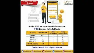 Highest AEPS Commission | ₹14 per ₹3000 | VIDCOM | FREE ID | Call 9861316015