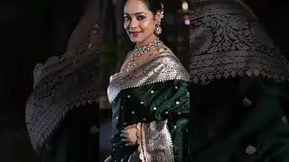 Banarasee Handloom Mashru Silk Saree Zari Border With Lace-Deep Green
