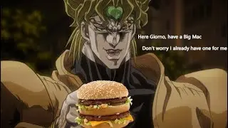 Giorno and Dio eat hamburger