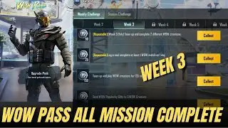 WOW PASS WEEK 3 ALL MISSION COMPLETE PUBG MOBILE | WOW PASS WEEKLY MISSION VIDEO