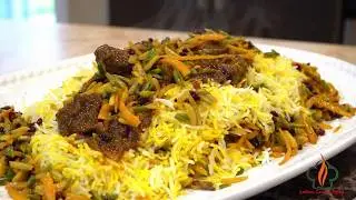 Carne Guisada con Arroz estilo Persa | Delicioso con pistachos, almendras y naranjas Gheymeh Nesar