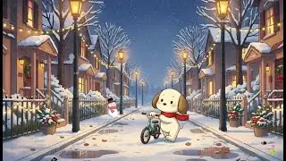 Dog's Winter Bike Stroll ❄️ Chill Lofi Beats for Study & Focus 🎄 Soft Lofi Beats for Holiday Study