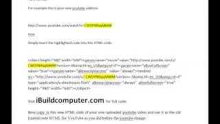 No More old HTML in YouTube? Solution for Old Embed code HTML in ebay for new YouTube videos