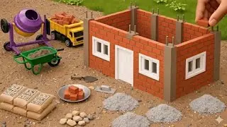 DIY/Building a small house with small bricks.#mini #div #automobile #creative #miniature