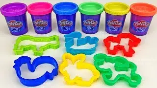 Learn Colors with 7 Color Play Doh Stars and Animals Molds Surprise Eggs