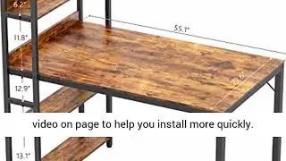 CubiCubi Computer Desk 55 inch with Storage Shelves Study Writing Table Home Office Modern Simple