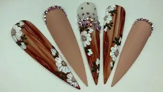 TEXTURED WOODGRAIN STILLETO PRESSON NAILS | DIY ENCHANTED FOREST ACRYLIC NAILS | NAILS FASCINATION