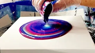 #853 WOW! Incredible Rings In This Acrylic Ring Pour In Pinks And Blues