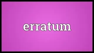 Erratum Meaning
