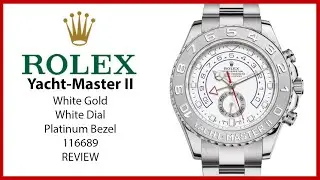 ▶ Rolex Yacht-Master II White Gold White Dial 44mm Platinum Bezel 116689 - REVIEW