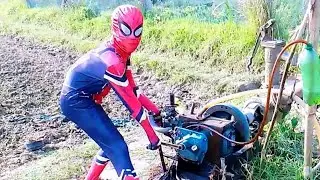 Old Kirloskar Salo Machine Startup Challenge!! By Small Spider-man.Funny Style Machine Start.