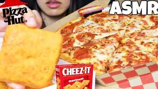 ASMR PIZZA HUT NEW STUFFED CHEEZ IT + PEPPERONI EATING SOUNDS 먹는 먹방 NO TALKING MUKBANG